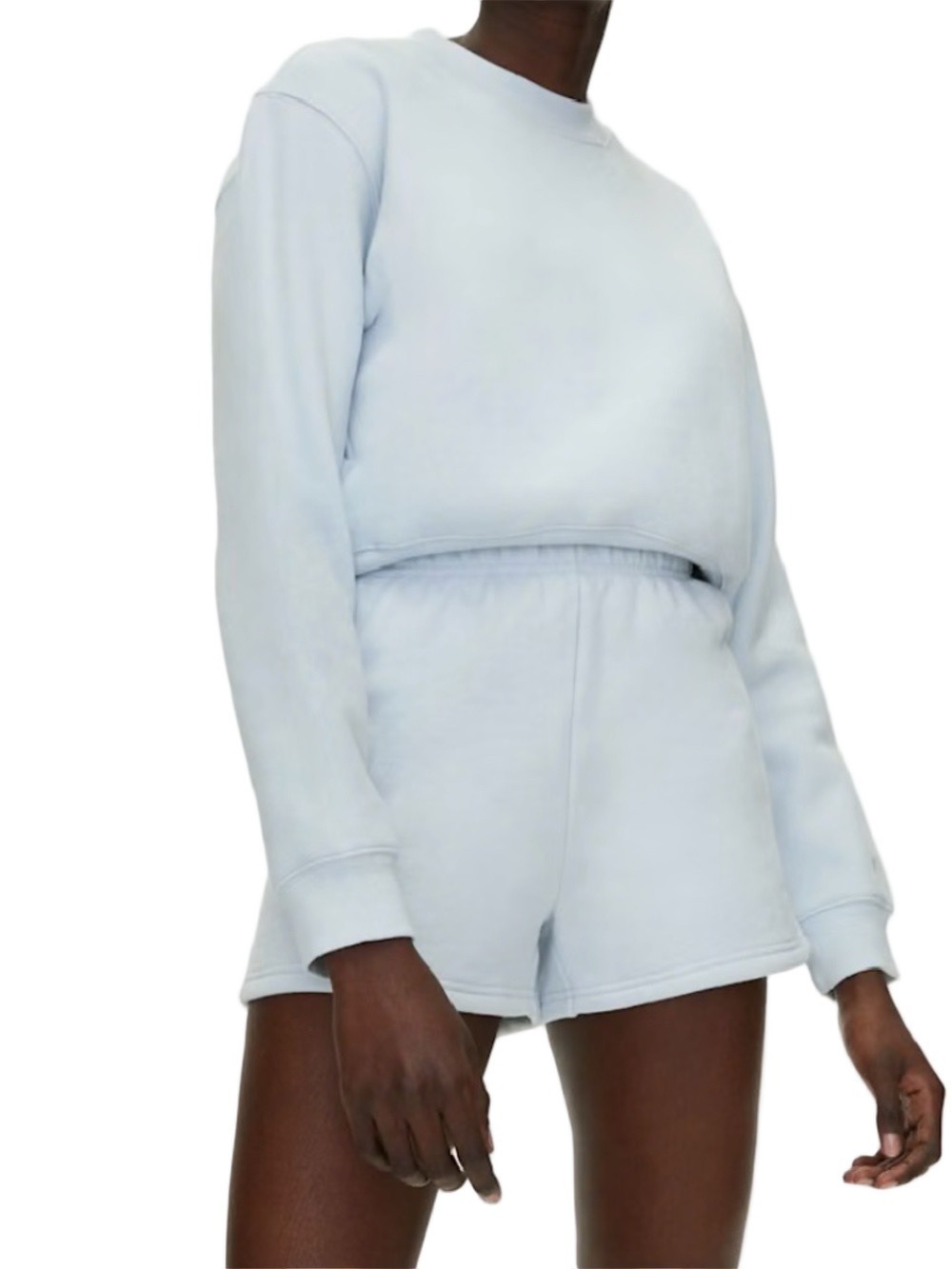 Aritzia TNA Cozy Fleece pale blue fleece gym shorts XS 2.5 inseam